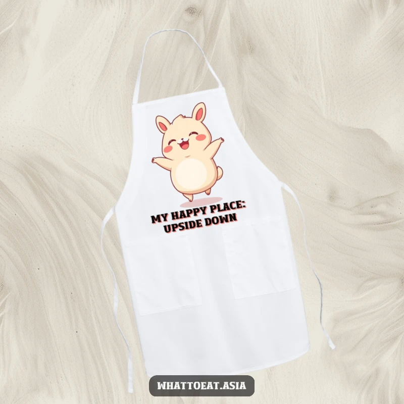 Funny Bao Bun Apron: A smiling bao bun with tiny legs performing a cartwheel, bringing playful energy to your cooking.