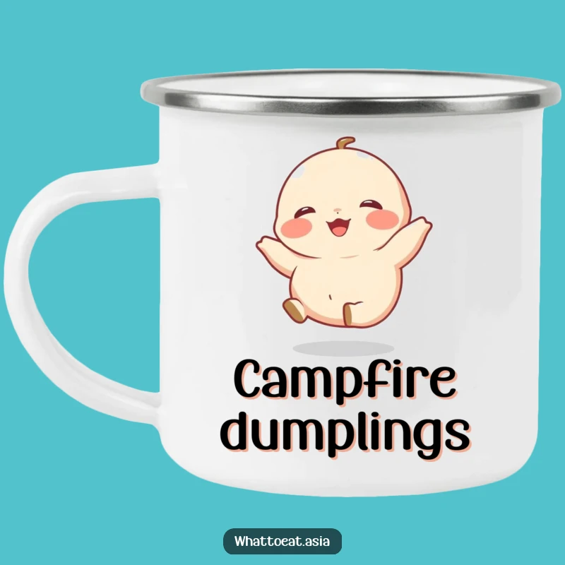 Funny Dumpling Camping Mug: Happy Legs Kick, Outdoor Adventure Gift!