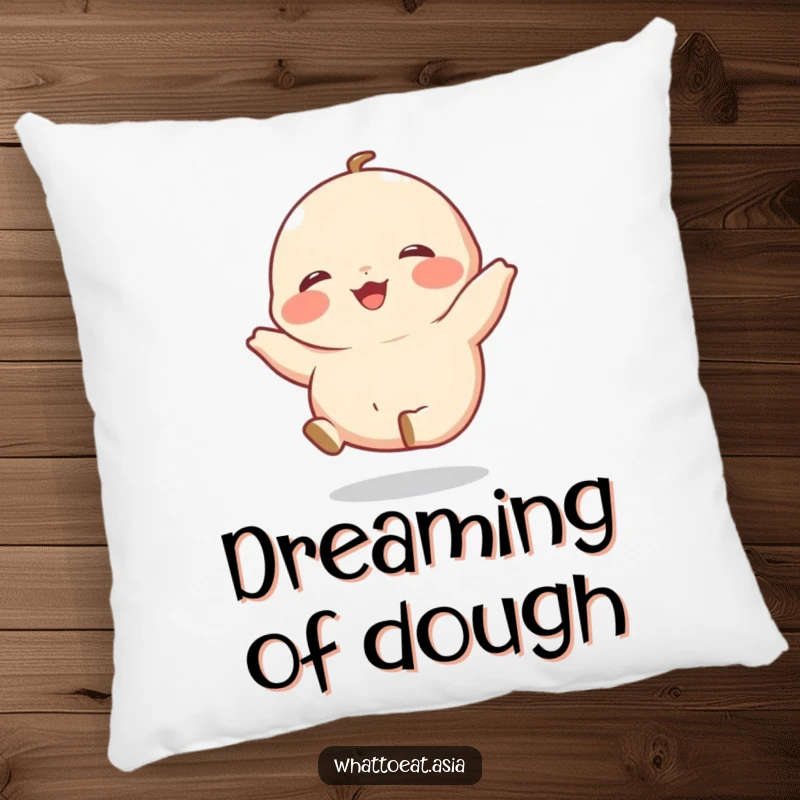 Funny Dumpling Pillow showcasing a giggling dumpling with tiny legs kicking happily, providing plush comfort and cute, humorous decor.
