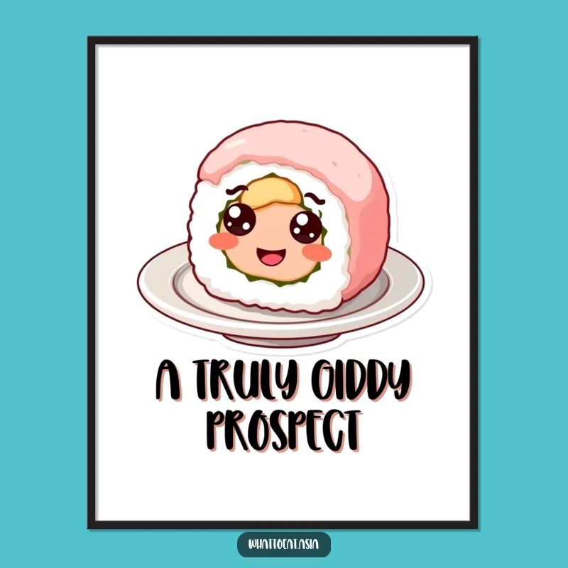Funny Sushi Roll Digital Art: Whimsical Decor with Googly-Eyed Fun!
