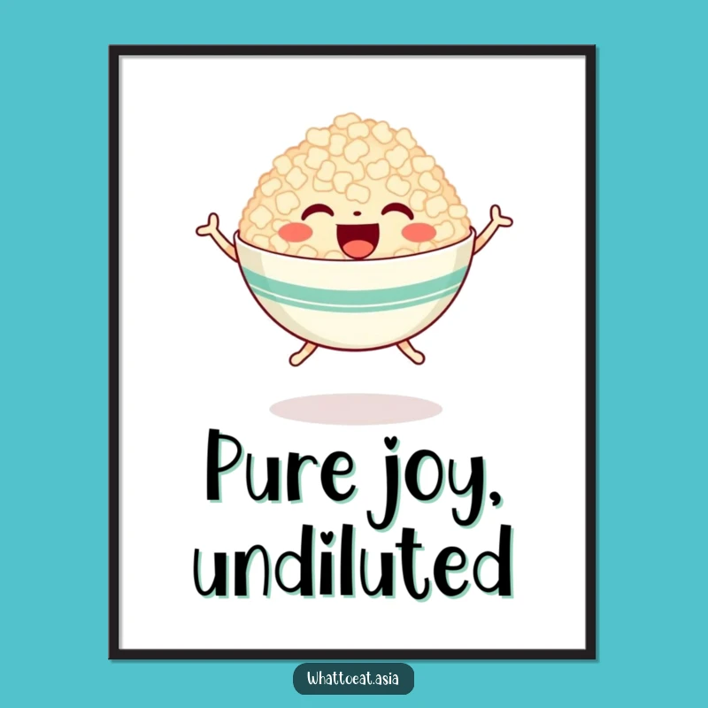 Funny Happy Rice Bowl Digital Art: Instant Joy for Your Walls!