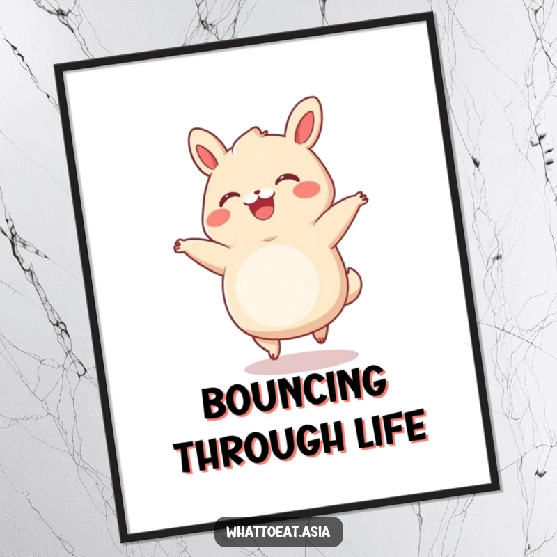 Funny Bao Bun Poster: A delightful bao bun with tiny legs captured mid-cartwheel, radiating sheer joy and playful spirit.