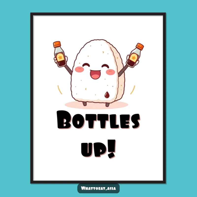 Funny Onigiri Juggling Poster: Vibrant Art for a Cheerful Home, Great Gift!