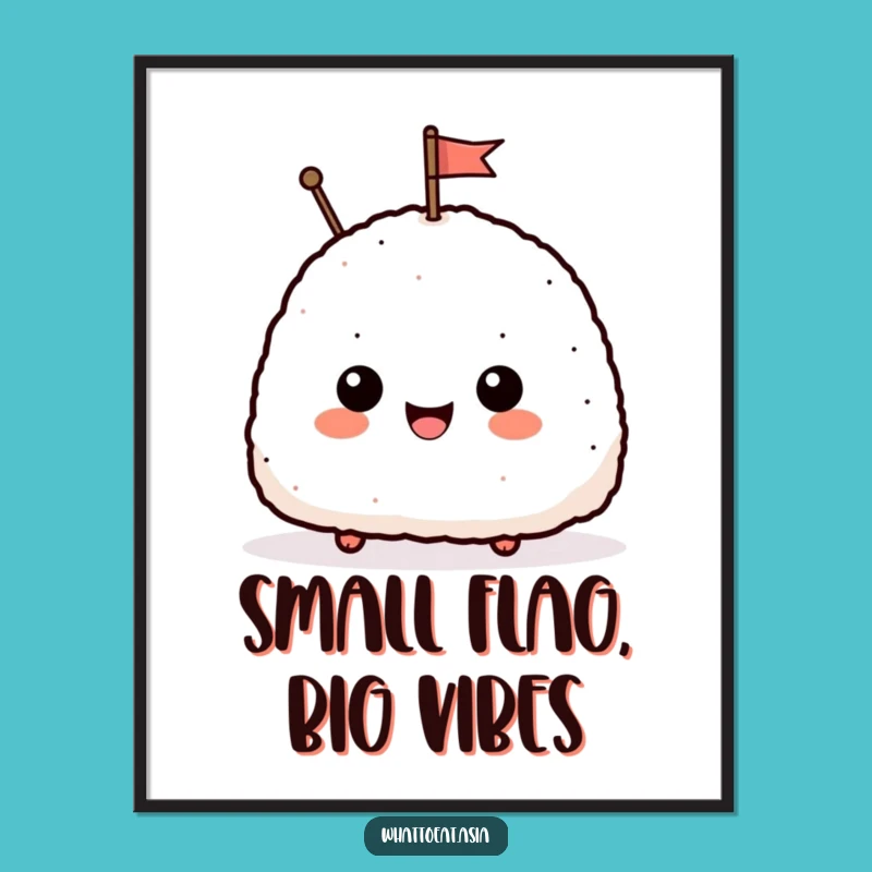 Funny Onigiri Waving Flag Poster: Brighten Your Walls with this Hilarious and Charming Art
