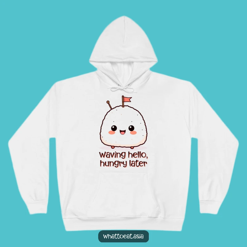 Funny Onigiri Waving Flag Hoodie: Stay Cozy and Cheerful with this Hilarious Apparel