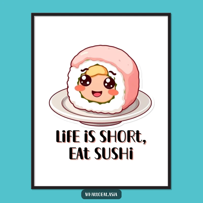 Free Printable Wall Art: Googly Eyed Sushi Spinning Funny Downloadable Decor