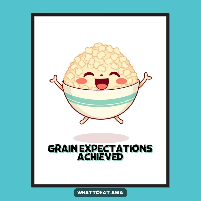 Free Printable Wall Art: Happy Rice Bowl Jumping Funny Downloadable Decor