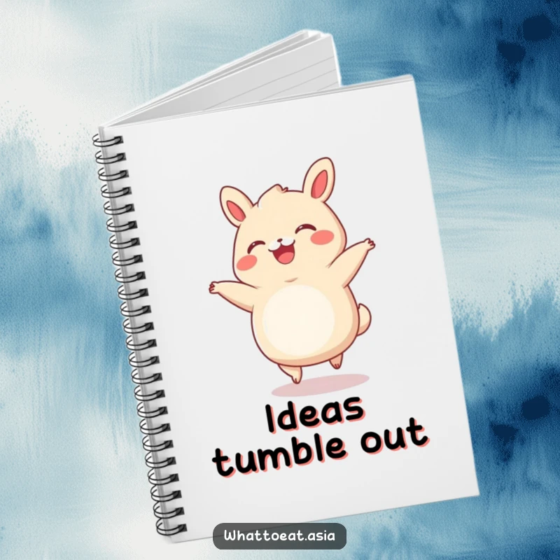 Funny Bao Bun Notebook: A smiling bao bun with tiny legs doing a cartwheel, perfect for capturing thoughts with a humorous touch.