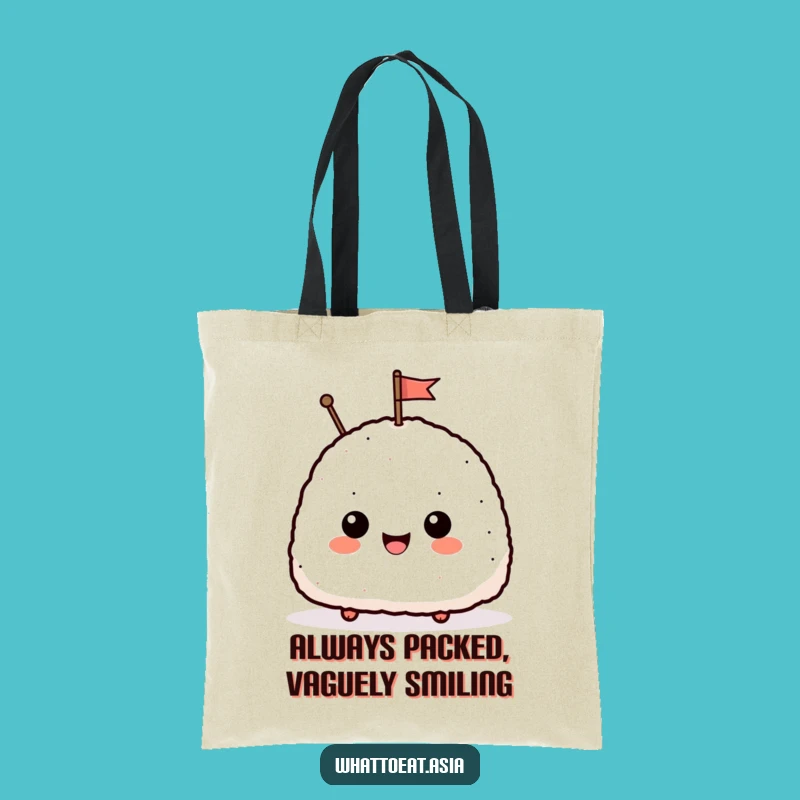 Funny Onigiri Waving Flag Tote Bag: Carry Your Essentials with this Hilarious and Cute Accessory