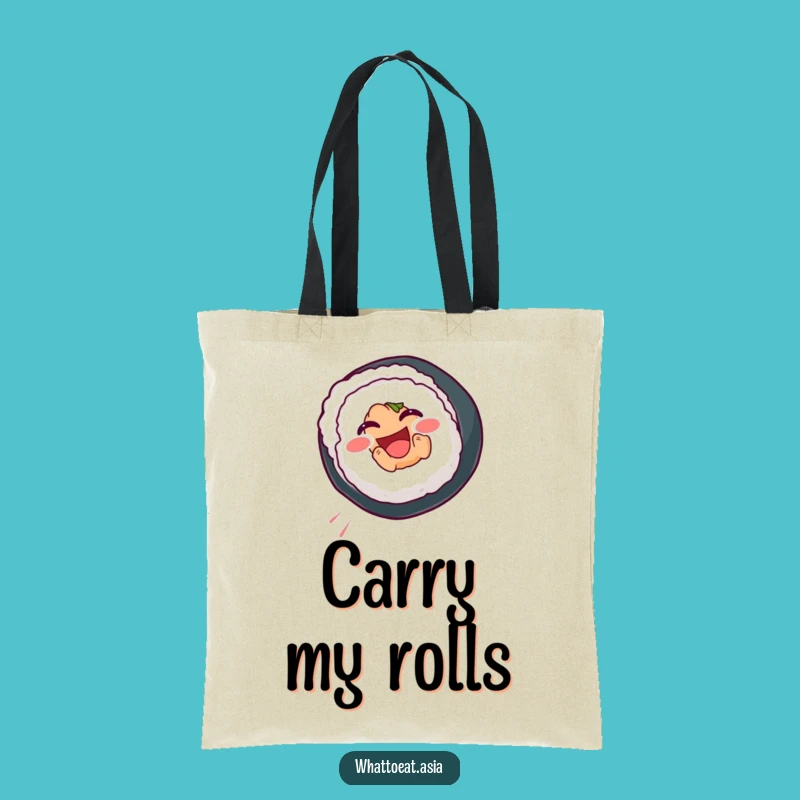 Funny Sushi Tote Bag: Joyful Somersault Roll Carryall, Eco-Gift!